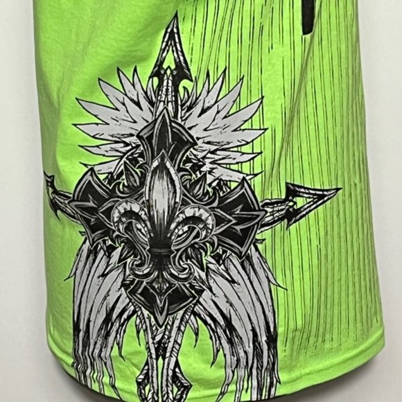 MMA Elite Green T-Shirt With Crosses And Fleur De Lis Design NWT - Picture 8 of 11